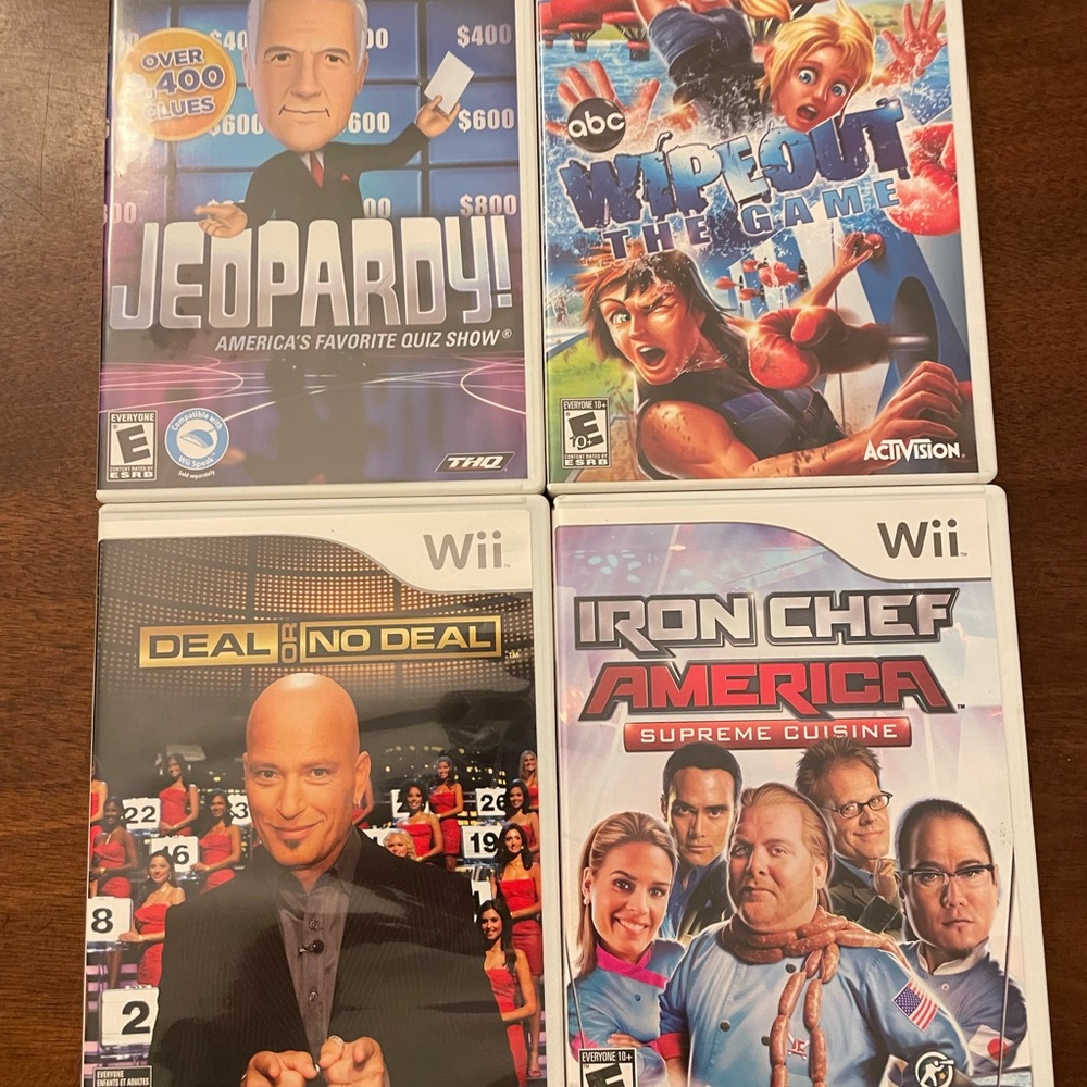 Wii Game Bundle - TV Game Shows: Jeopardy, Wipeout, Deal or No Deal & Iron Chef